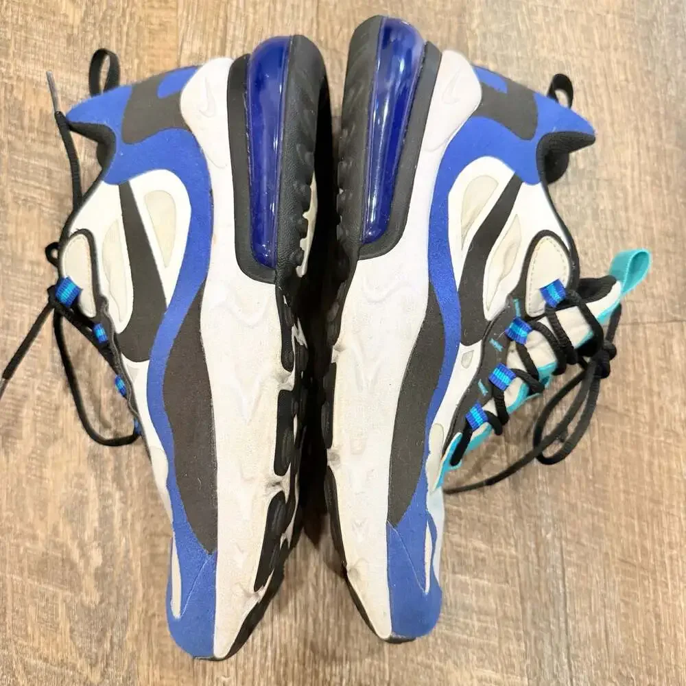 Nike Air Max 270 React Sneakers White Blue Black BQ0103-105 size 4.5 big kids